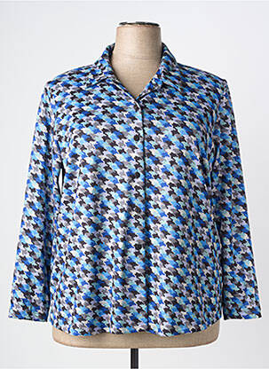 Chemisier coupe droite manches longues bleu OMC femme