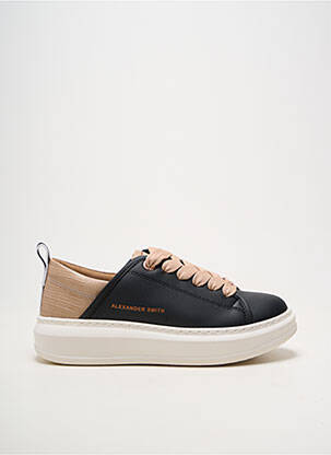 Baskets matière lisse talon plat jusqu'à 3cm noir ALEXANDER SMITH femme