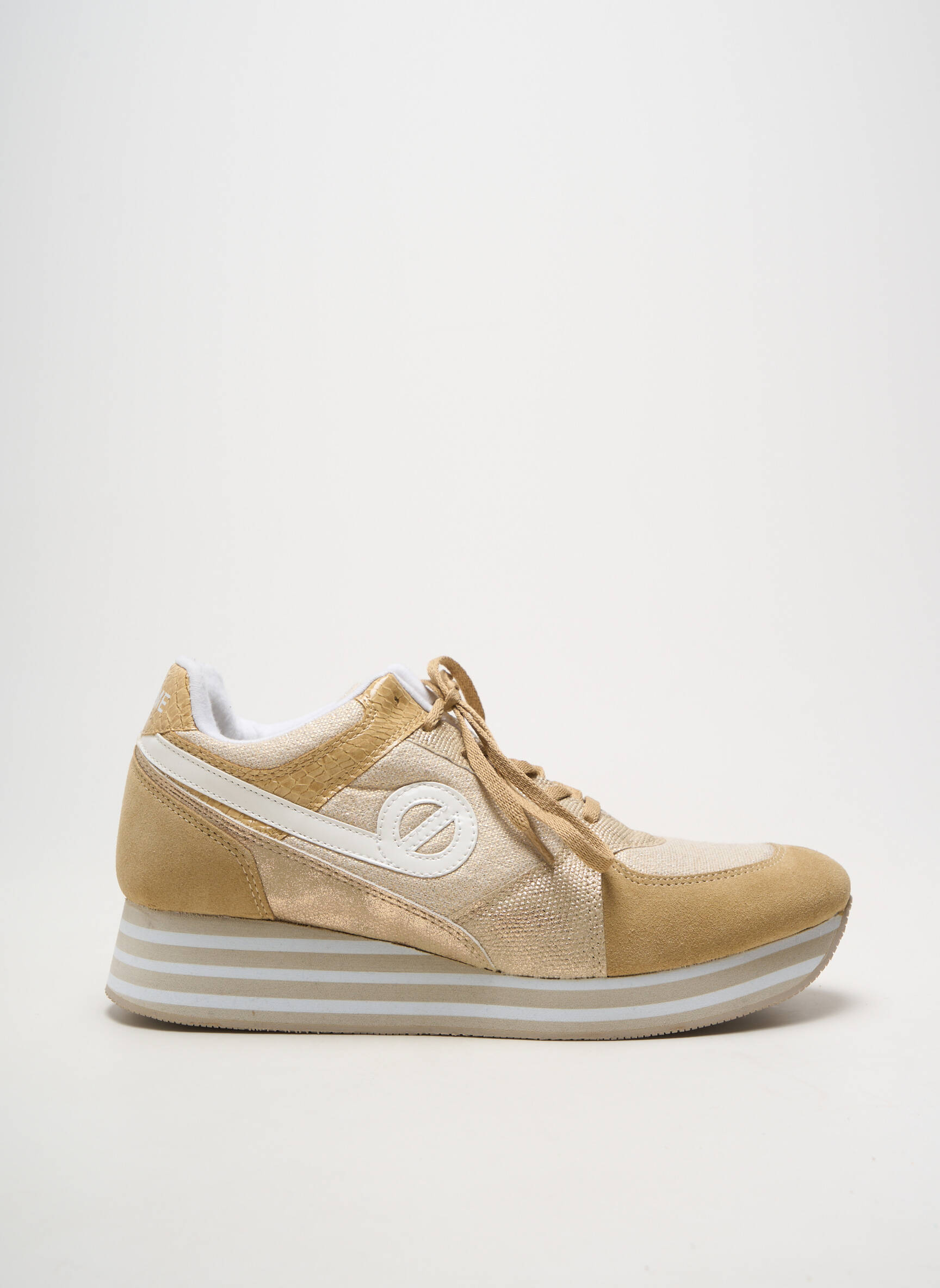 Baskets nubuck talon de 4 à 6cm beige NO NAME femme