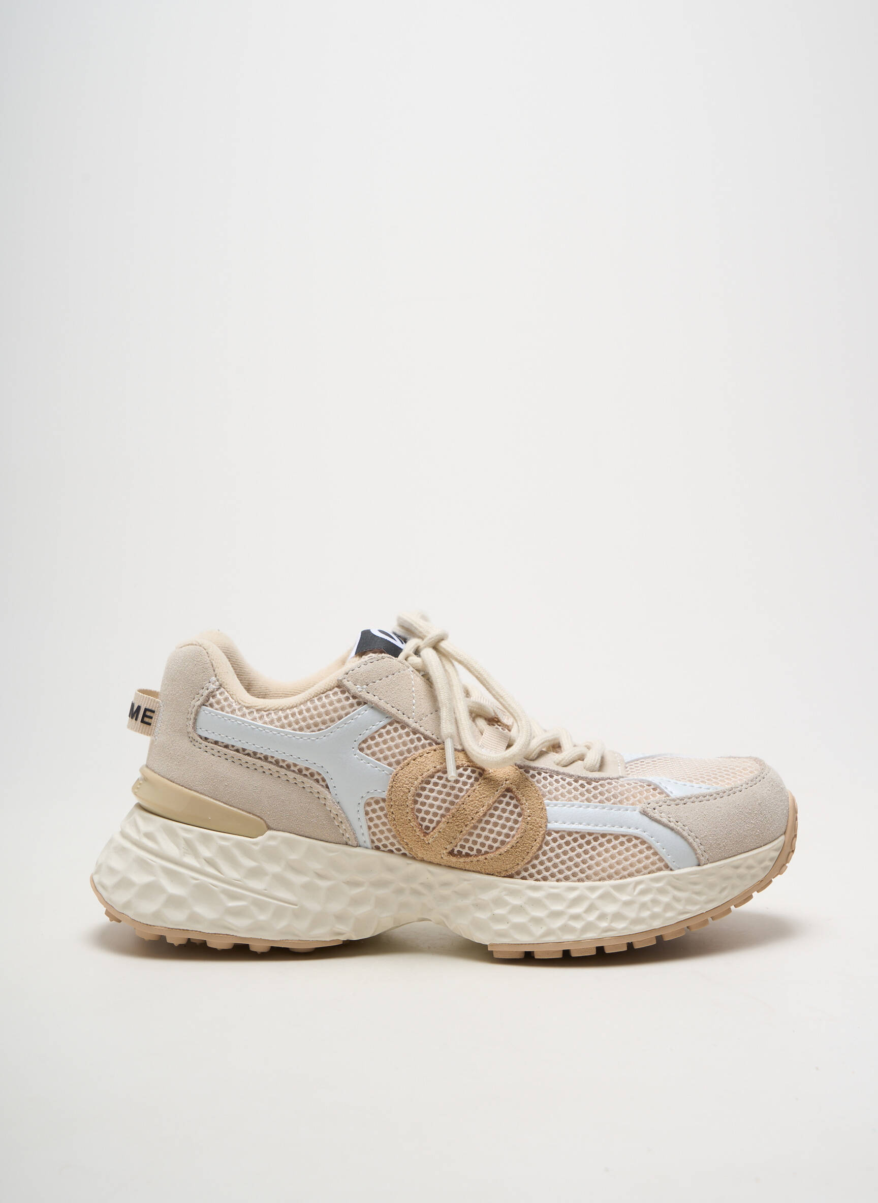 Baskets bout rond talon plat jusqu'à 3cm beige NO NAME femme