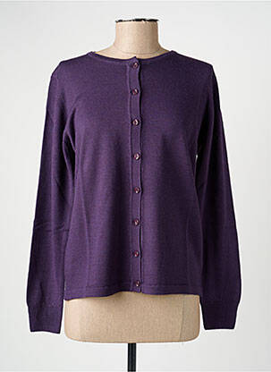 Gilet manches longues col rond violet ELLEMME femme