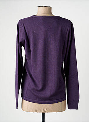 Gilet manches longues col rond violet ELLEMME femme