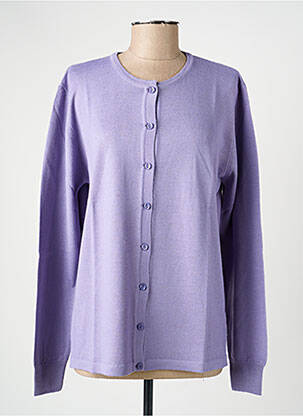 Gilet manches longues col rond violet ELLEMME femme