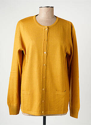 Gilet manches longues col rond jaune ELLEMME femme