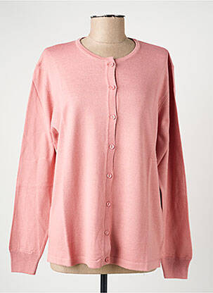 Gilet manches longues col rond rose ELLEMME femme