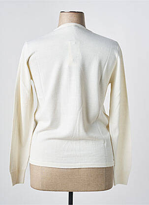Gilet manches longues col rond beige ELLEMME femme