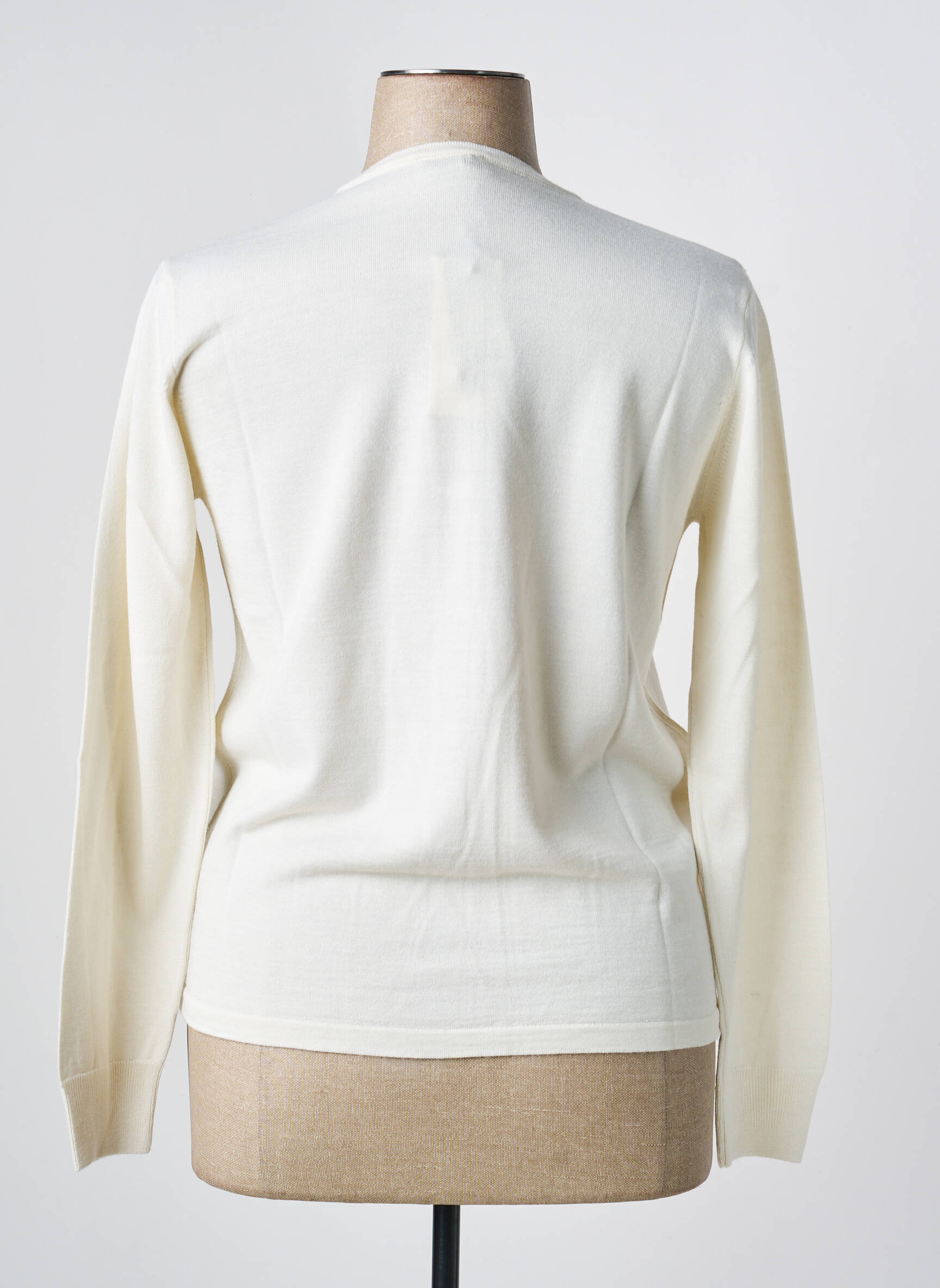 Gilet manches longues col rond beige ELLEMME femme