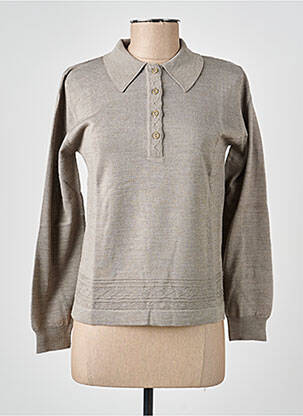 Pull tissage chiné manches longues gris PAUPORTÉ femme