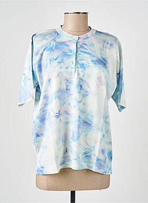 Pull coupe cintrée manches courtes bleu GRIFFON femme