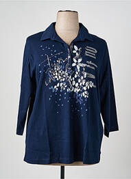 Polo tissage jersey manches 3/4 bleu RABE femme