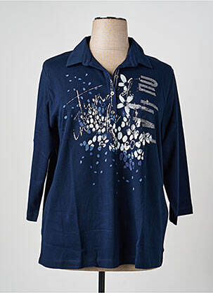 Polo tissage jersey manches 3/4 bleu RABE femme