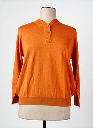 Pull tissage chiné manches longues orange EDWIGE femme