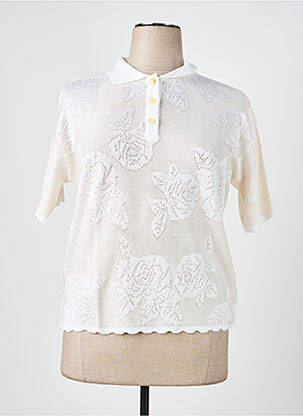 Pull maille ajourée manches courtes beige EDWIGE femme