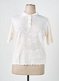 Pull maille ajourée manches courtes beige EDWIGE femme