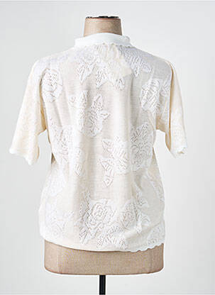 Pull maille ajourée manches courtes beige EDWIGE femme