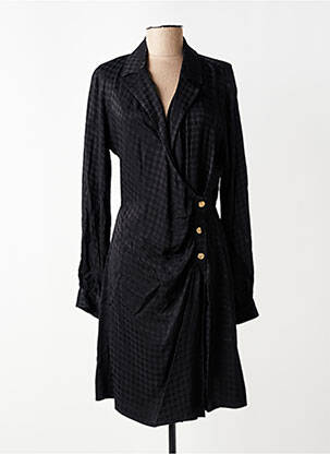 Robe mi-longue imprimé fantaisie manches longues noir SALSA femme