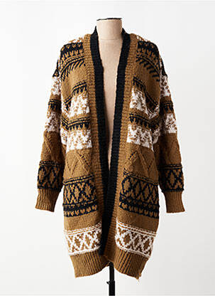 Gilet manches longues maille tricot marron ONLY femme