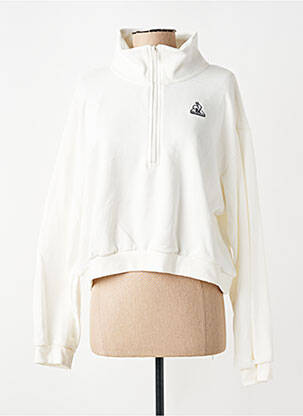 Sweat-shirt broderie manches longues blanc LE COQ SPORTIF femme