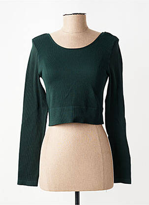 Top stretch manches longues vert ONLY femme