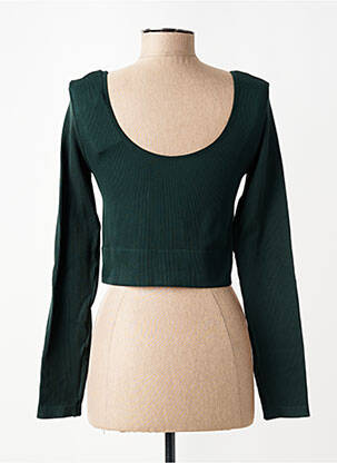 Top stretch manches longues vert ONLY femme