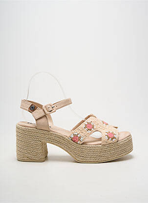 Espadrilles fermeture boucle(s) talon de 7 à 9cm beige REFRESH femme