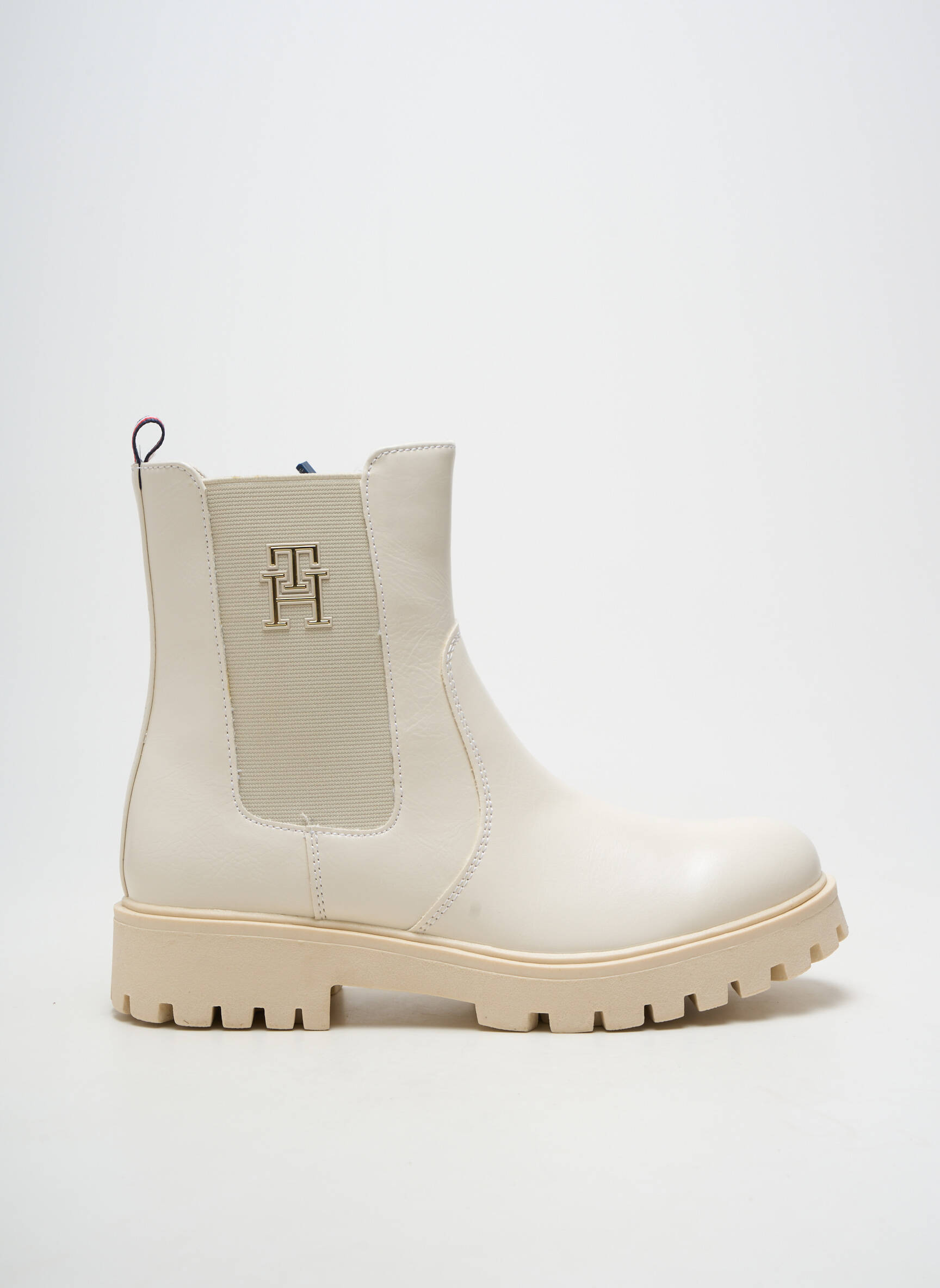 Bottines/boots matière lisse talon de 4 à 6cm beige TOMMY HILFIGER femme