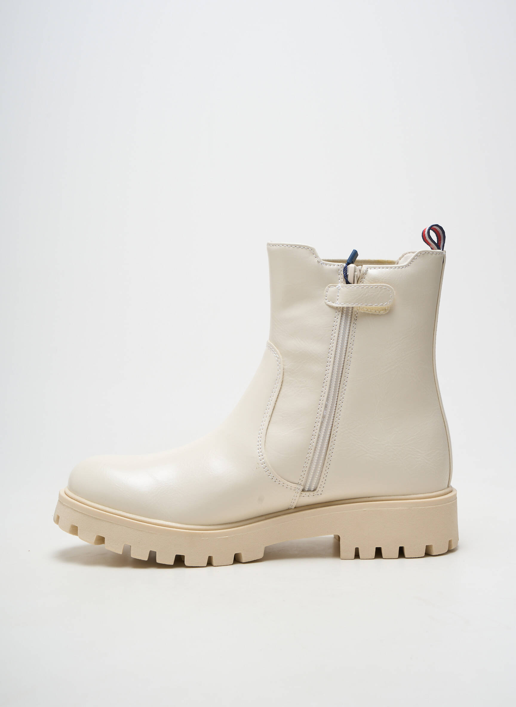 Bottines/boots matière lisse talon de 4 à 6cm beige TOMMY HILFIGER femme