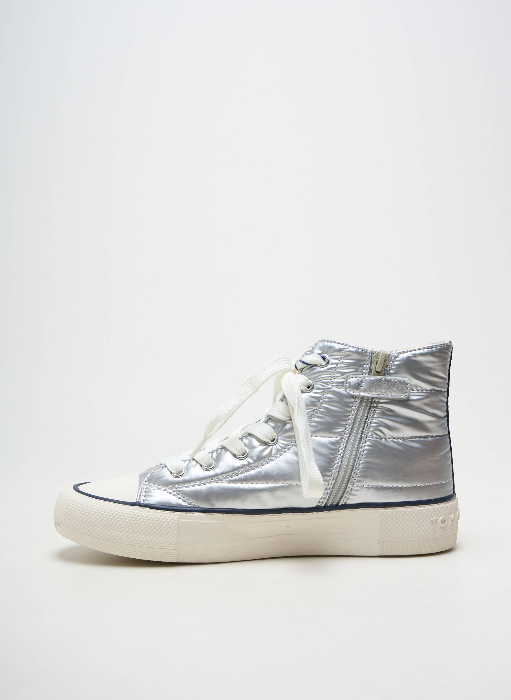 Baskets matière lisse talon plat jusqu'à 3cm argent TOMMY HILFIGER femme
