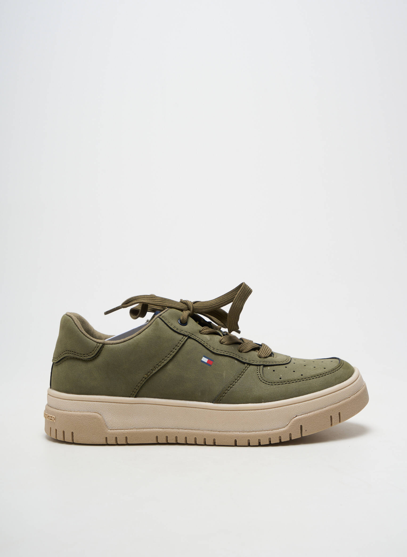 Baskets fermeture zip et lacets talon plat jusqu'à 3cm vert TOMMY HILFIGER femme