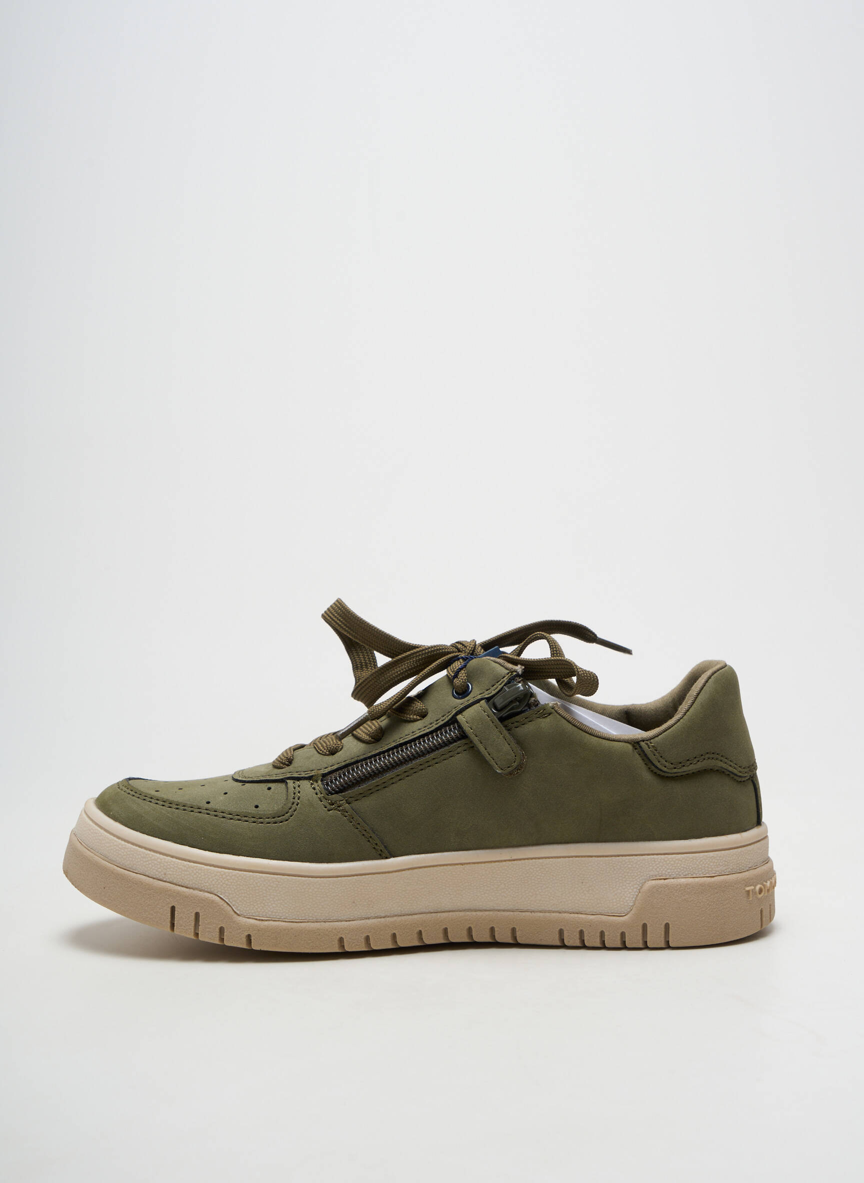 Baskets fermeture zip et lacets talon plat jusqu'à 3cm vert TOMMY HILFIGER femme
