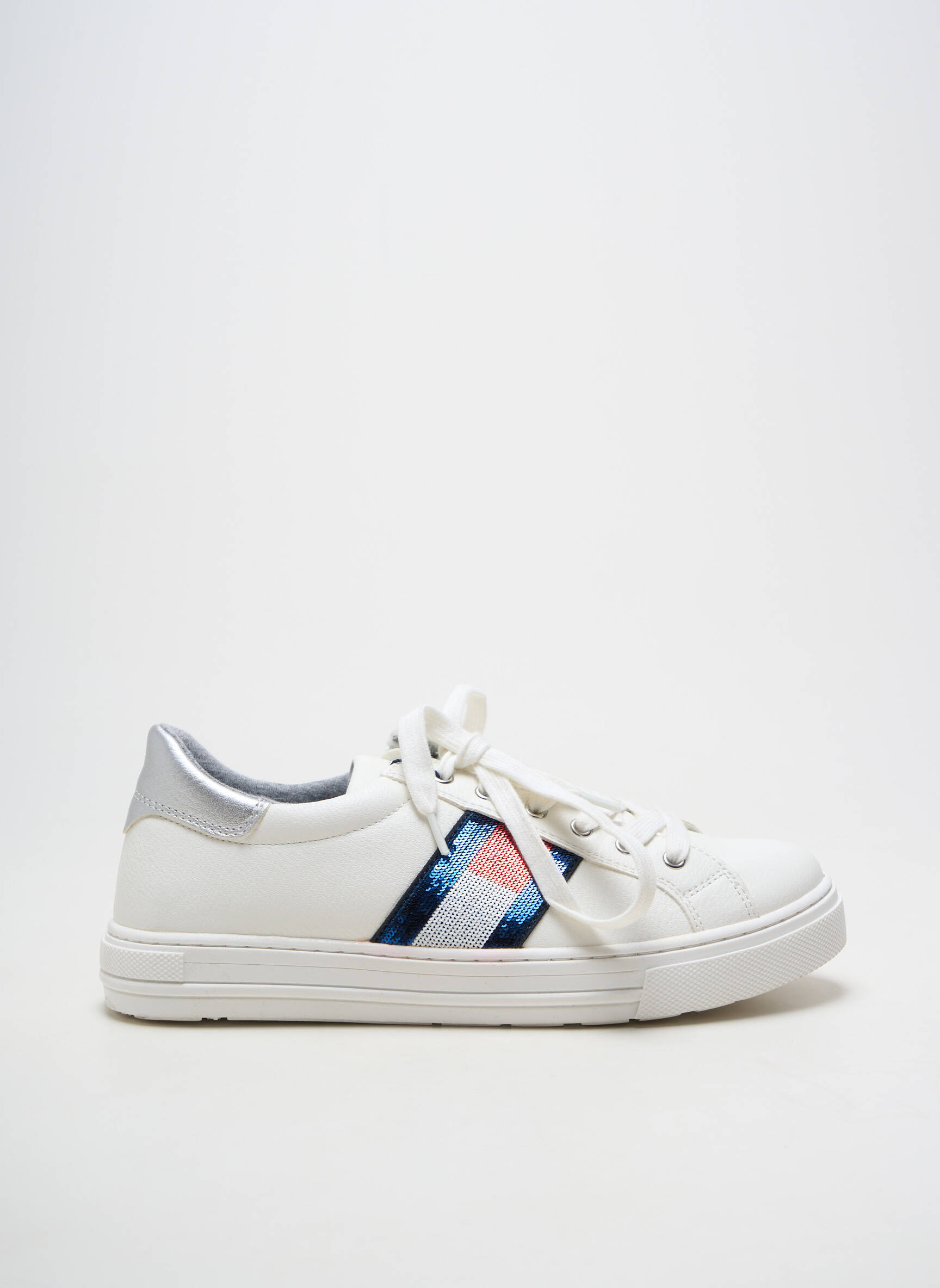Baskets matière lisse talon plat jusqu'à 3cm blanc TOMMY HILFIGER femme