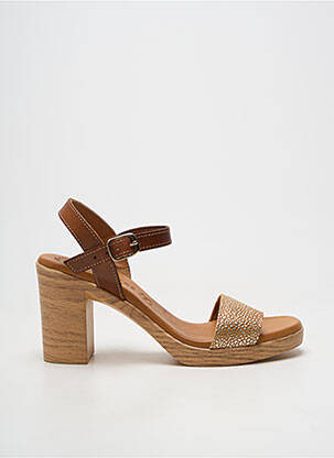 Sandales/nu pieds matière lisse talon de 7 à 9cm marron EVA FRUTOS femme