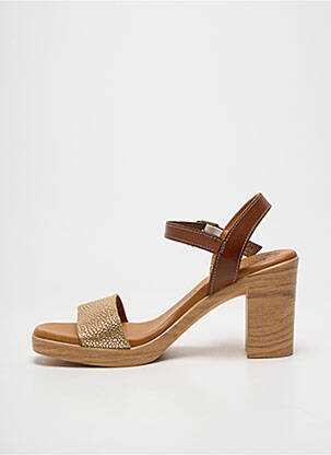 Sandales/nu pieds matière lisse talon de 7 à 9cm marron EVA FRUTOS femme