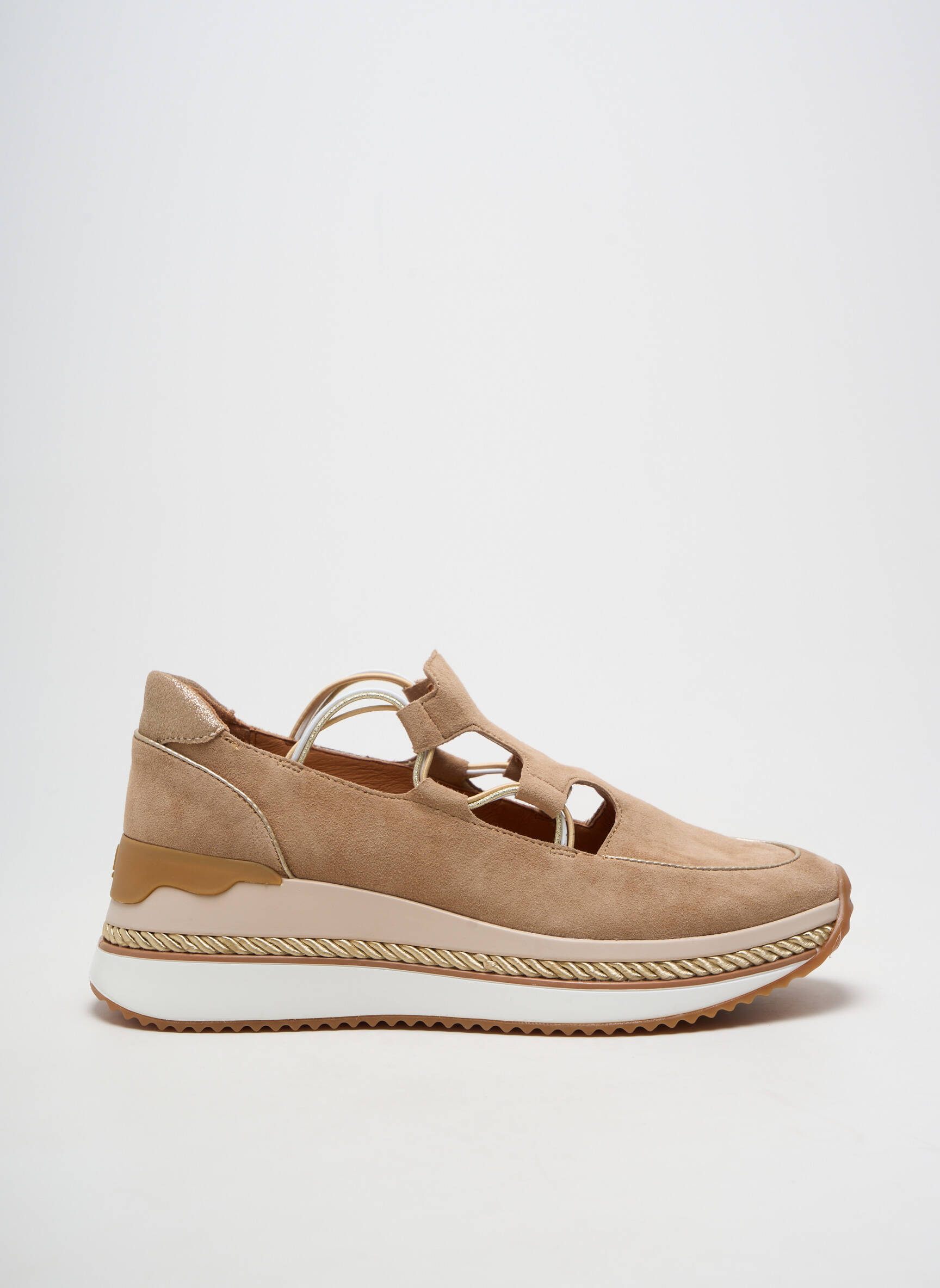 Baskets fermeture elastique talon plat jusqu'à 3cm beige MAM'ZELLE femme