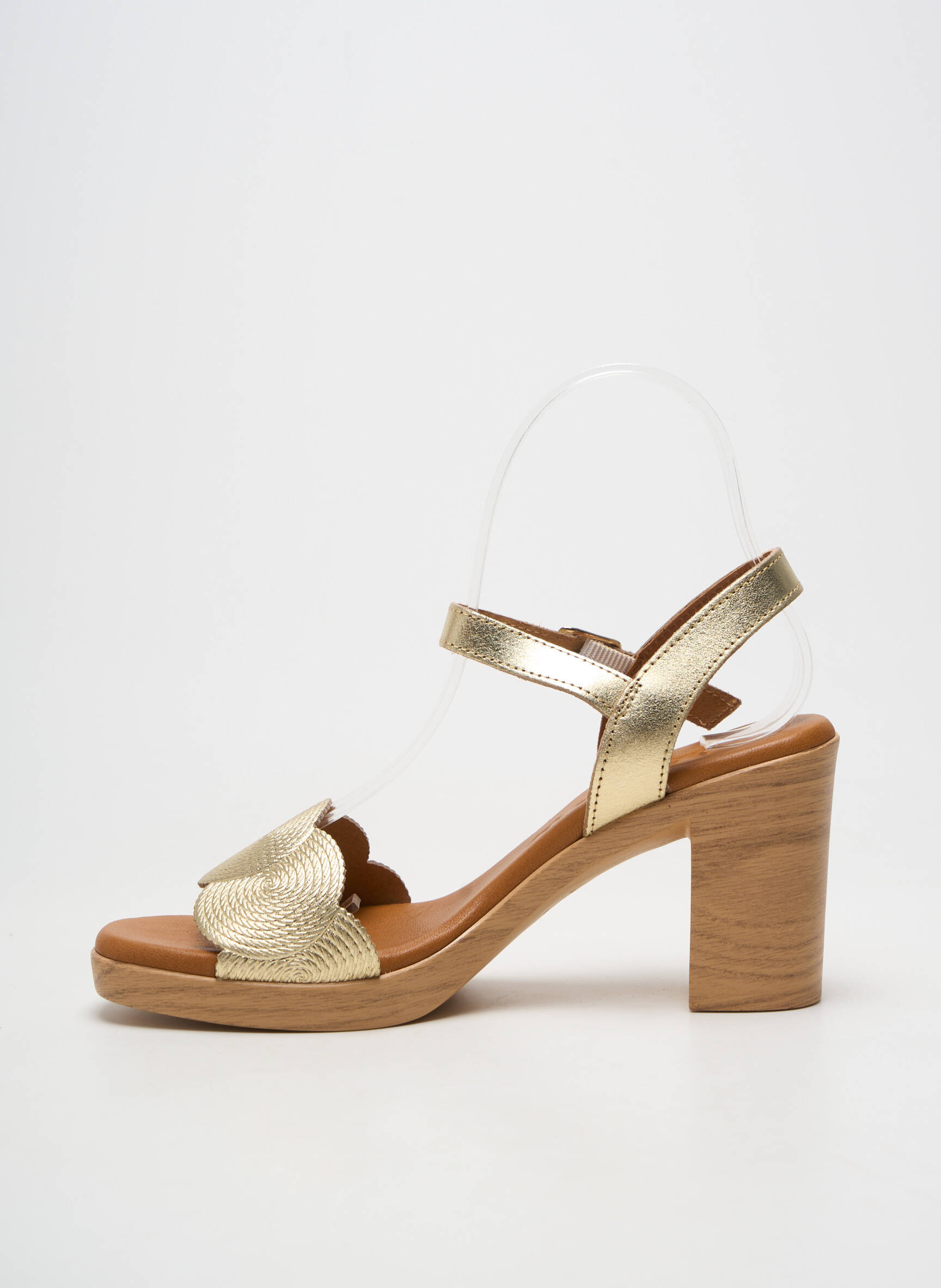 Sandales/nu pieds matière lisse talon de 7 à 9cm or EVA FRUTOS femme