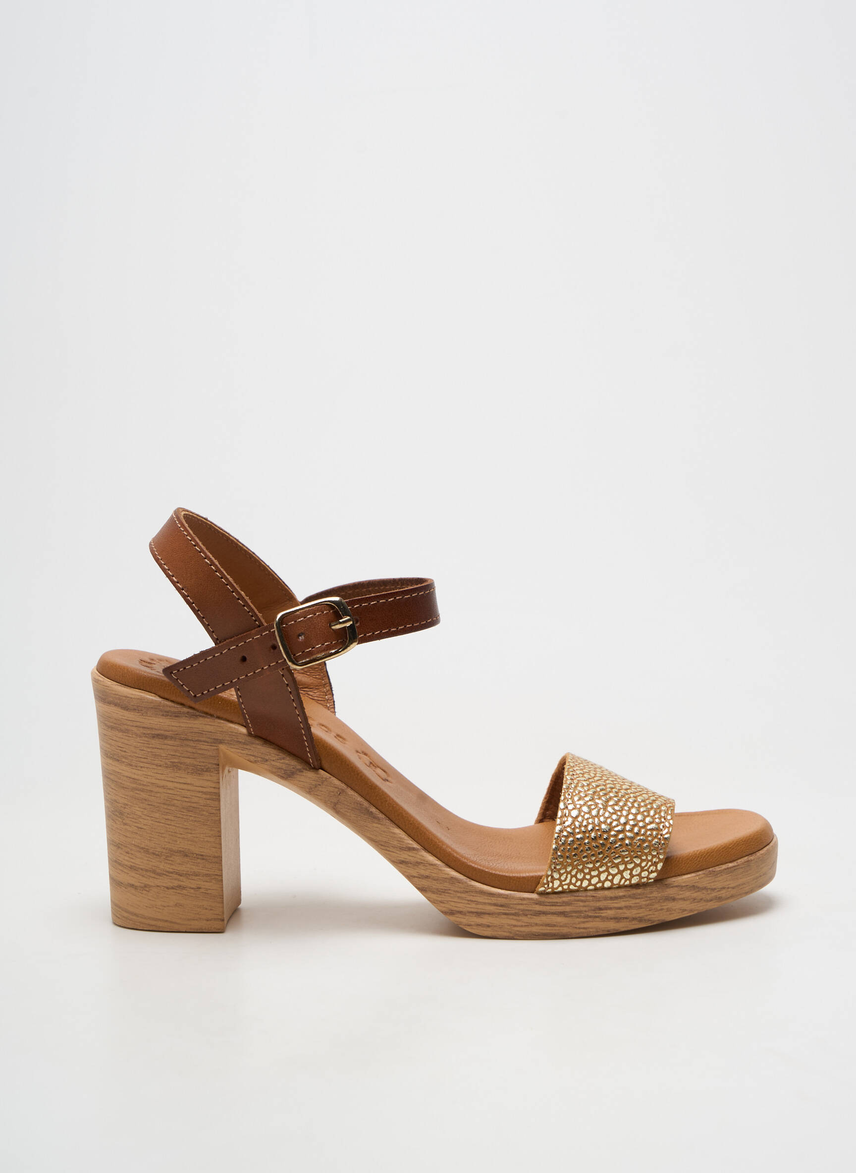 Sandales/nu pieds matière lisse talon de 7 à 9cm marron EVA FRUTOS femme