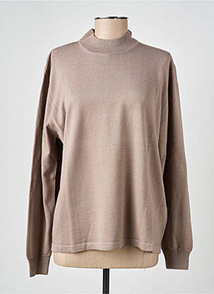 Pull tissage chiné manches longues marron ELLEMME femme