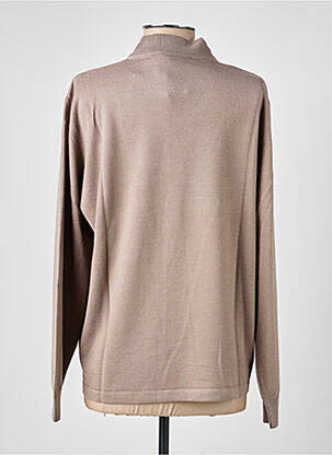 Pull tissage chiné manches longues marron ELLEMME femme