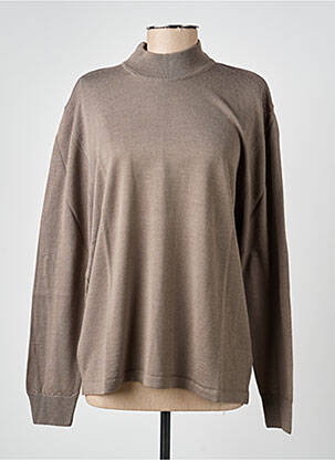 Pull coupe cintrée manches longues marron ELLEMME femme
