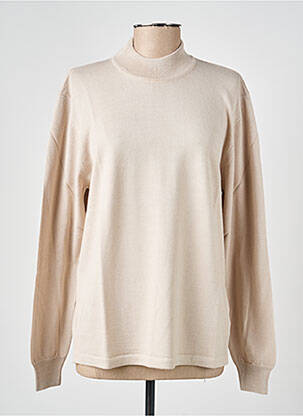 Pull coupe cintrée manches longues beige ELLEMME femme