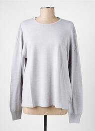Pull tissage chiné manches longues gris ELLEMME femme