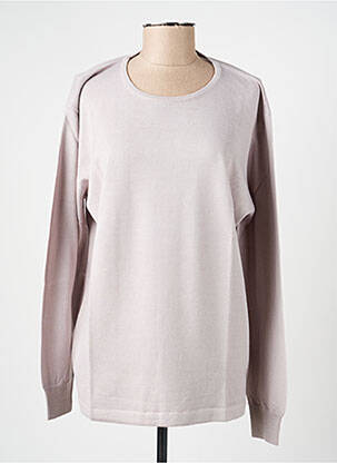 Pull tissage chiné manches longues beige ELLEMME femme