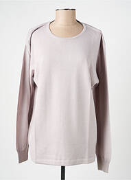 Pull tissage chiné manches longues beige ELLEMME femme