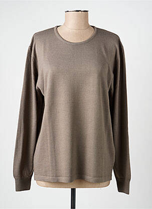 Pull tissage chiné manches longues marron ELLEMME femme