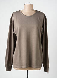 Pull tissage chiné manches longues marron ELLEMME femme