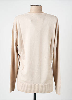 Pull col v manches longues beige ELLEMME femme