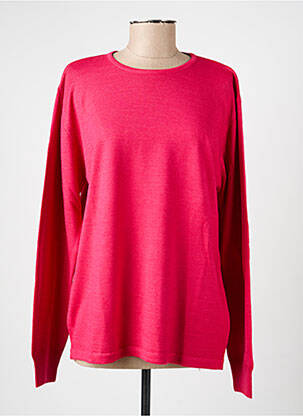 Pull coupe cintrée manches longues rose fonce ELLEMME femme