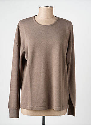 Pull coupe cintrée manches longues marron ELLEMME femme