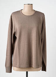 Pull coupe cintrée manches longues marron ELLEMME femme