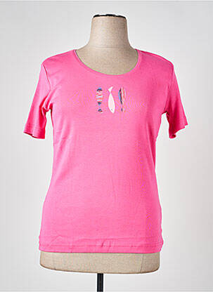 T-shirt sérigraphie avec strass manches courtes rose ARMOR LUX femme